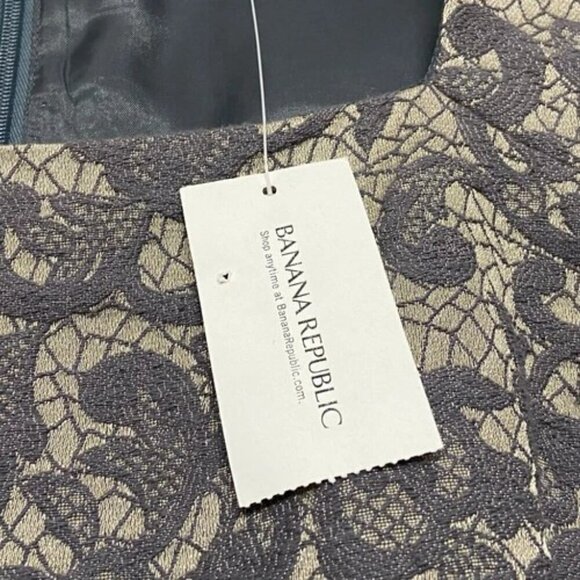 Banana Republic Dress Women's Size 4 Grey Lace Brocade Sheath Midi Fitted NWT - Picture 7 of 10